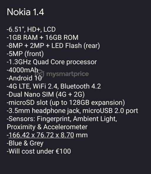 نوكيا 1.4 - Nokia 1.4 تسريبات السعر والمواصفات 3 نوكيا 1.4 - Nokia 1.4 تسريبات السعر والمواصفات