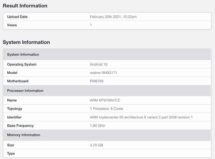 مواصفات ريلمي نارزو 30 اي - realme Narzo 30A تظهر على منصة اختبار الأداء GeekBench 2 مواصفات ريلمي نارزو 30 اي - realme Narzo 30A تظهر على منصة اختبار الأداء GeekBench