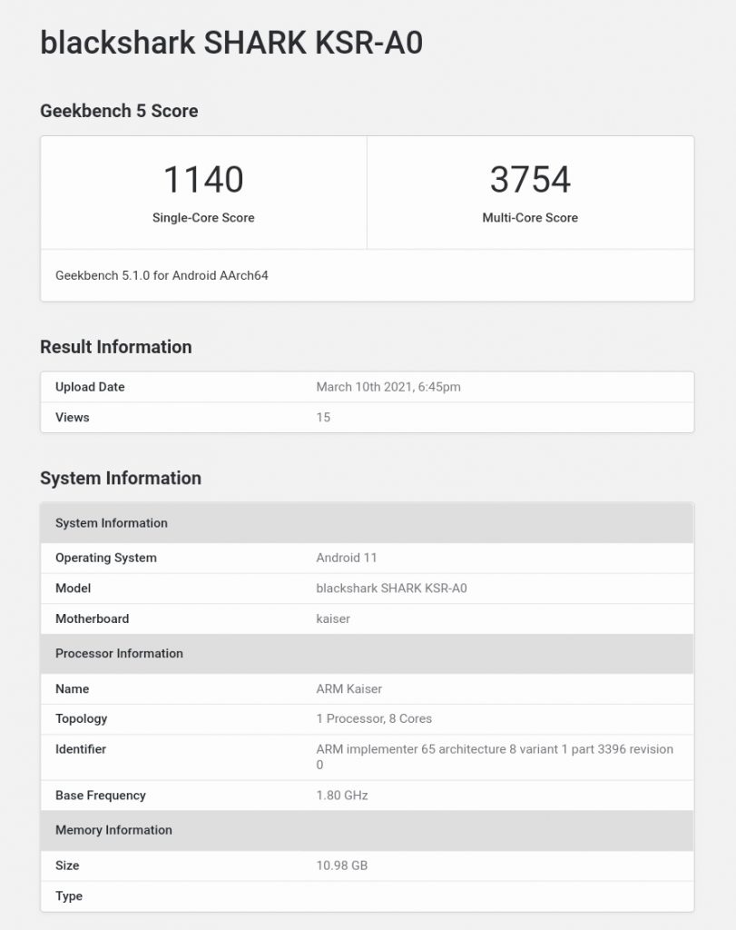 شاومي بلاك شارك 4 برو Xiaomi Black Shark 4 Pro وتفاصيل جديدة عن الكاميرا 3 بلاك شارك 4 برو على منصة Geekbench