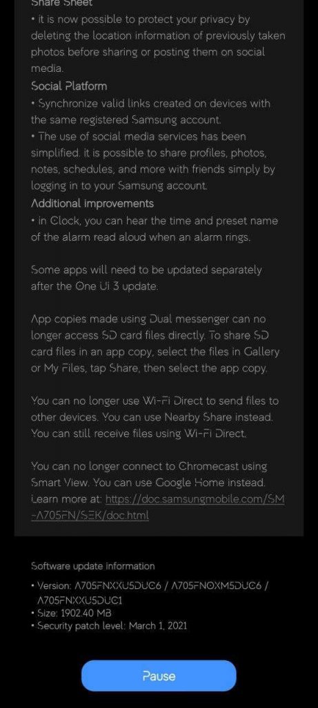 سامسونج جالكسي اى 70 - Galaxy A70 يتلقى تحديث Android 11 One UI 3.1 2 تحديث أندرويد لهاتف جالكسي اى 70