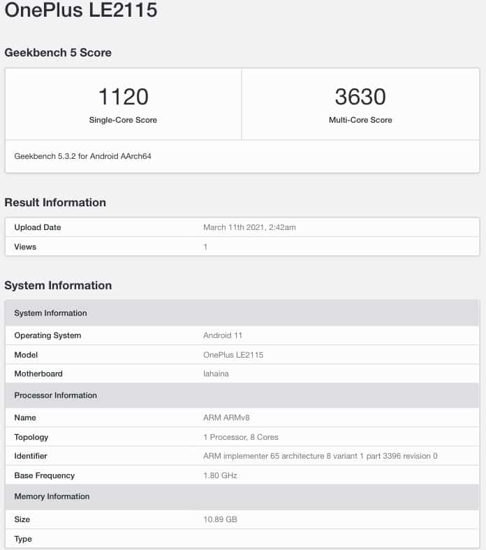ون بلس 9 - OnePlus 9 مواصفات السلسلة تظهر على منصة Geekbench 2 ون بلس 9 - OnePlus 9 مواصفات السلسلة تظهر على منصة Geekbench