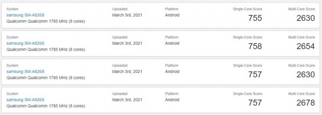 مواصفات جالكسي اي 82 - Galaxy A82 تظهر على منصة Geekbench 4 مواصفات جالكسي اي 82 - Galaxy A82 تظهر على منصة Geekbench