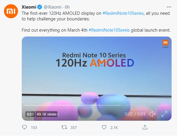 ريدمي نوت 10 - Redmi Note 10 الشركة تؤكد أن السلسلة سوف تأتي بمعدل تحديث مرتفع