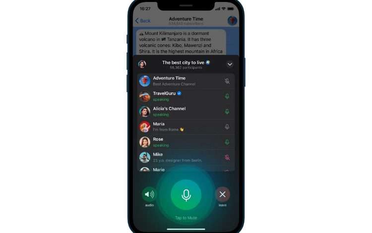 فويس شات - Voice chats ميزة جديدة من تيليجرام لمنافسة تطبيق كلوب هاوس 1 فويس شات