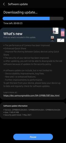 سامسونج جالكسي اس 21 الترا Galaxy S21 Ultra 5G يتلقى تحديثًا جديدًا يضيف تحسينات للكاميرا 2 تحديث Galaxy S21 Ultra 5G