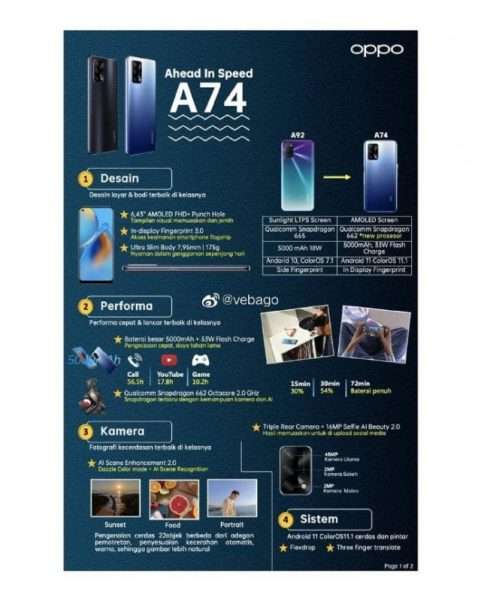 اوبو اي 74 - OPPO A74 تسريب يكشف تفاصيل ومواصفات جديدة 2 اوبو اي 74