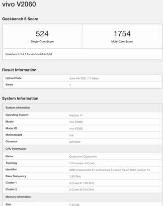 مواصفات فيفو واي 75 فايف جي - Vivo Y75 5G تظهر على منصة اختبار الأداء Geekbench 2 مواصفات فيفو واي 75 فايف جي - Vivo Y75 5G تظهر على منصة اختبار الأداء Geekbench