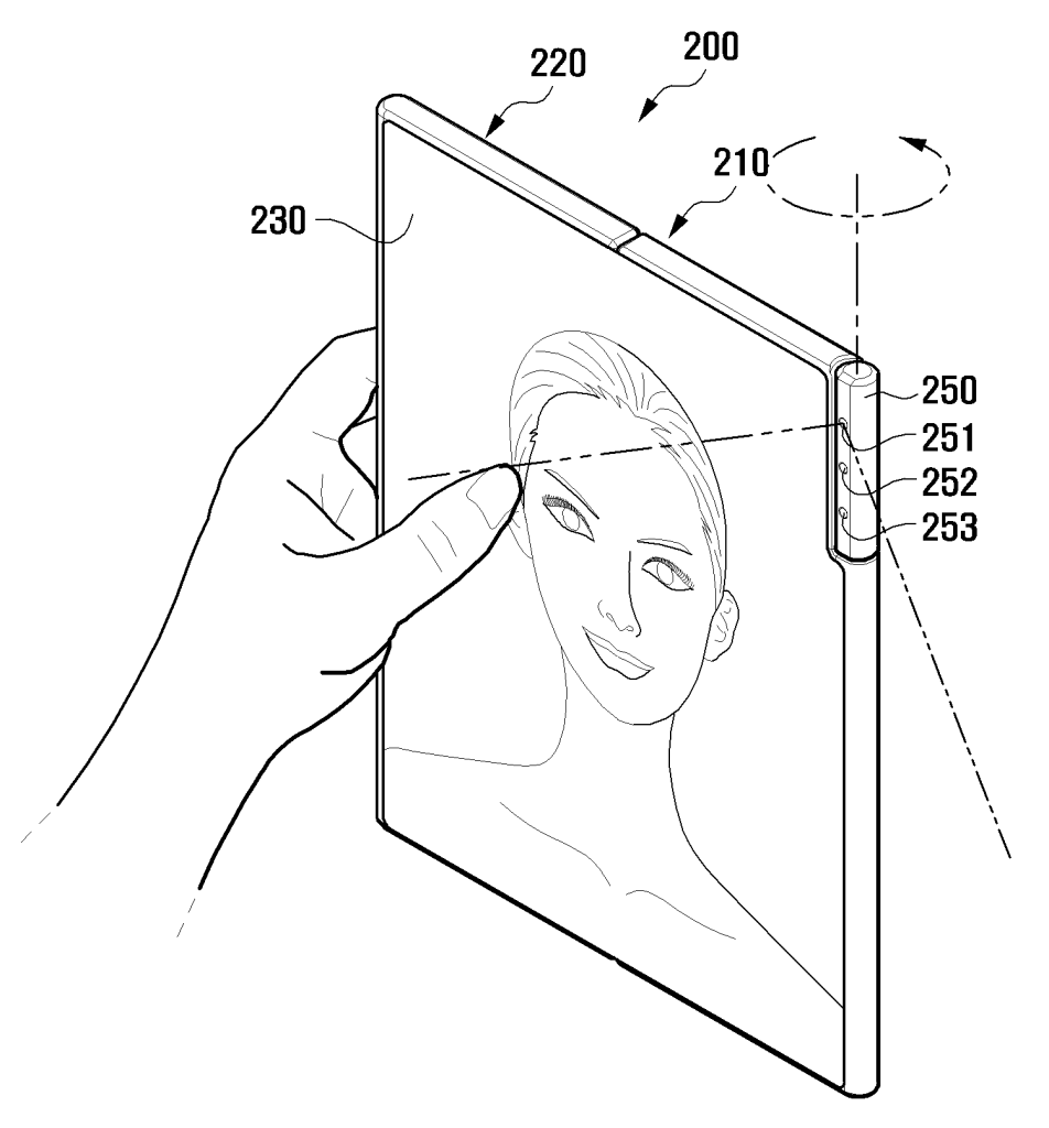 سامسونج تحصل على براءة اختراع لهاتف قابل للطي بكاميرا دوّارة عجيبة