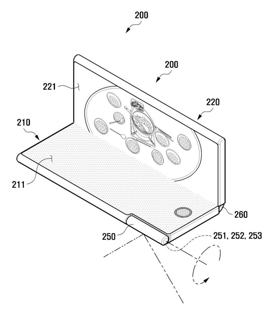 سامسونج تحصل على براءة اختراع لهاتف قابل للطي بكاميرا دوّارة عجيبة