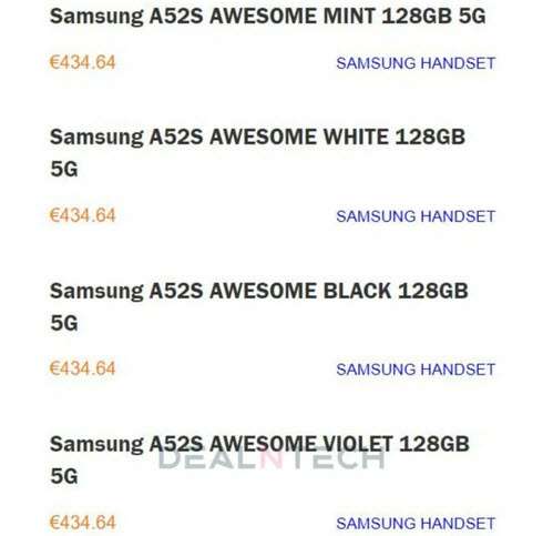سامسونج جالكسي اى 52 اس - Galaxy A52s الكشف عن السعر وخيارات الألوان وذاكرة التخزين