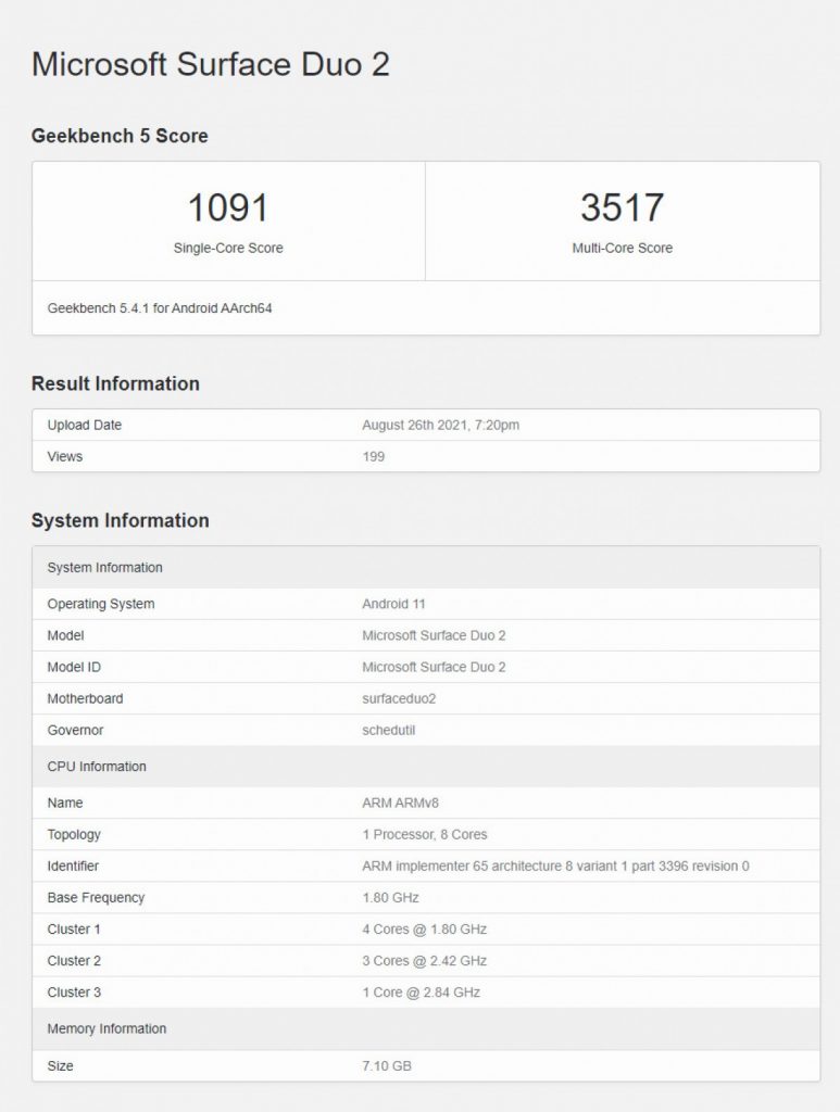 مواصفات مايكروسوفت سيرفس دو 2 - Microsoft Surface Duo 2 تظهر على منصة Geekbench