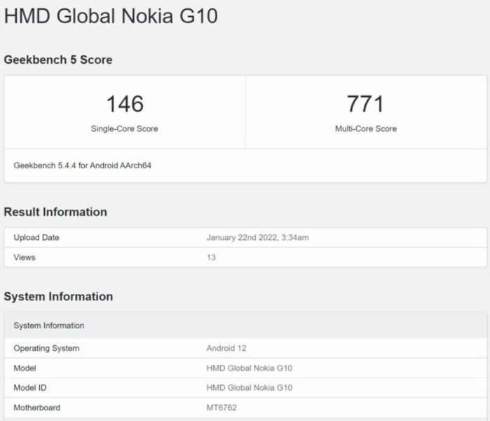 مواصفات نوكيا جي 10 - Nokia G10 تظهر على منصة GeekBench