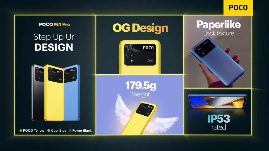 بوكو ام 4 برو – POCO M4 Pro 4G نظرة على التصميم وخيارات الألوان مع اقتراب موعد الإطلاق