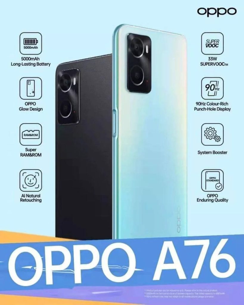 سعر ومواصفات اوبو اى 76 – OPPO A76 4G رسميًا
