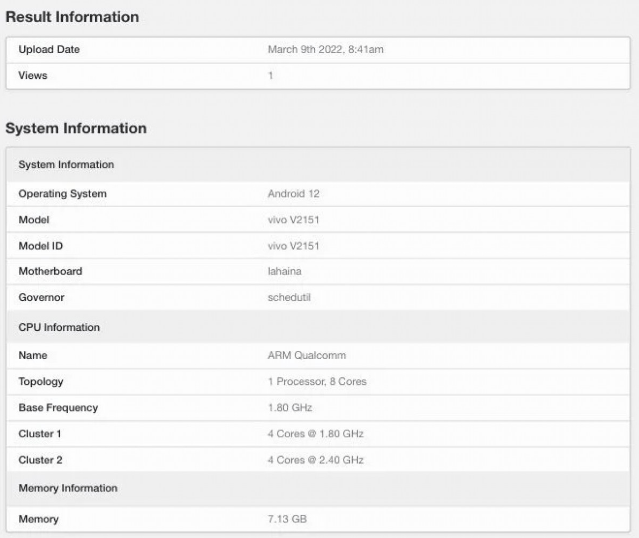 مواصفات فيفو تي 1 برو - vivo T1 Pro تظهر على منصة Geekbench 2 فيفو تي 1 برو