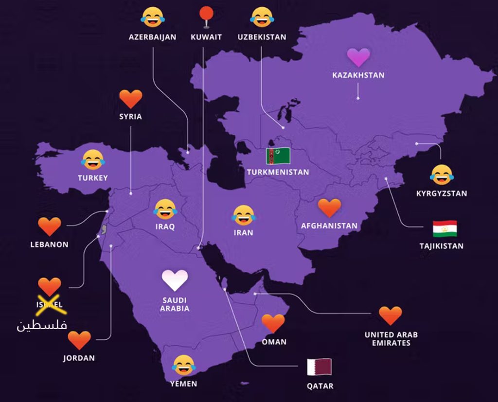 ما هي الرموز التعبيرية الأكثر استخدامًا على تويتر حسب الدولة؟ 😂❤️👏👍 3 ما هي الرموز التعبيرية الأكثر استخدامًا على تويتر حسب الدولة؟ 😂❤️👏👍