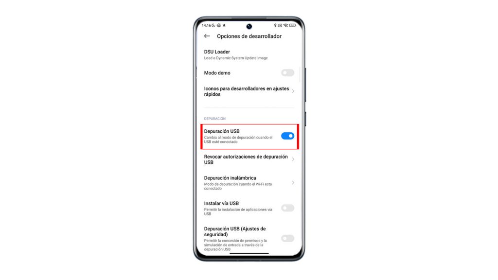 تنشيط تصحيح أخطاء USB