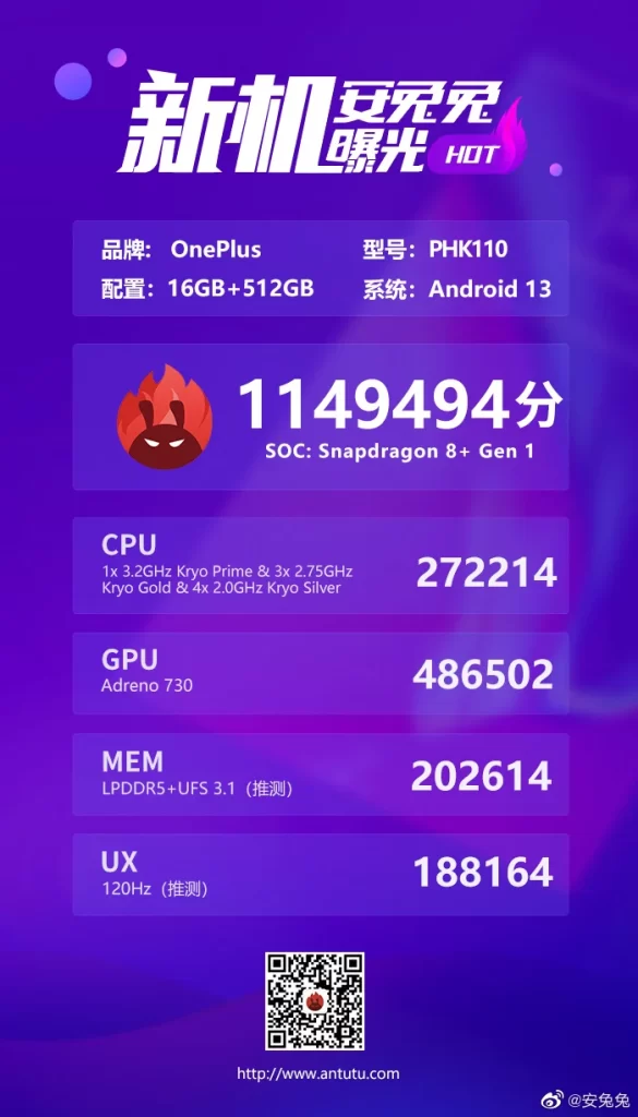 OnePlus Ace 2 يحقق نتائج رائعة على AnTuTu