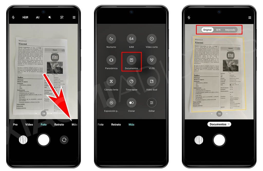 مسح المستندات ورموز QR بكاميرا شاومي