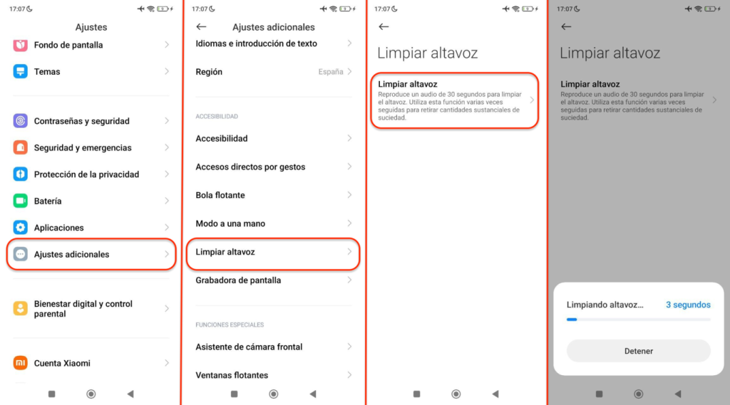 تنظيف سماعات هاتف شاومي من إعدادات واجهة شاومي MIUI