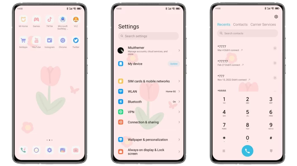ثيم Pink tulip MIUI