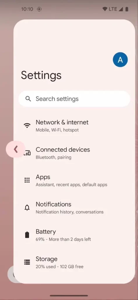 سهم خلفي جديد للتمرير بالإيماءات على نظام ANDROID 14