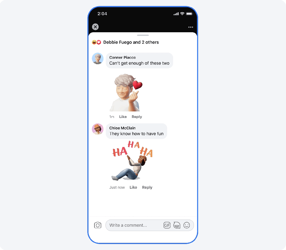 إجراء مكالمات فيديو باستخدام أفاتار على Instagram و Messenger