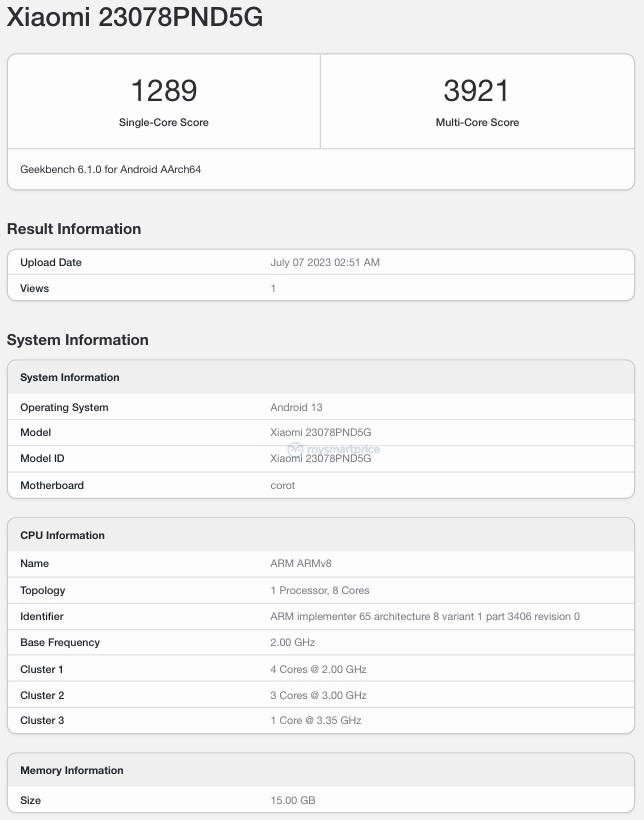 رصد شاومي 13 تي برو على منصة Geekbench