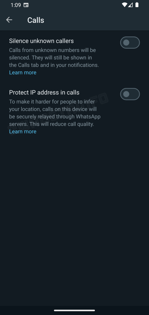 ميزة حماية عنوان IP للمكالمات في واتساب