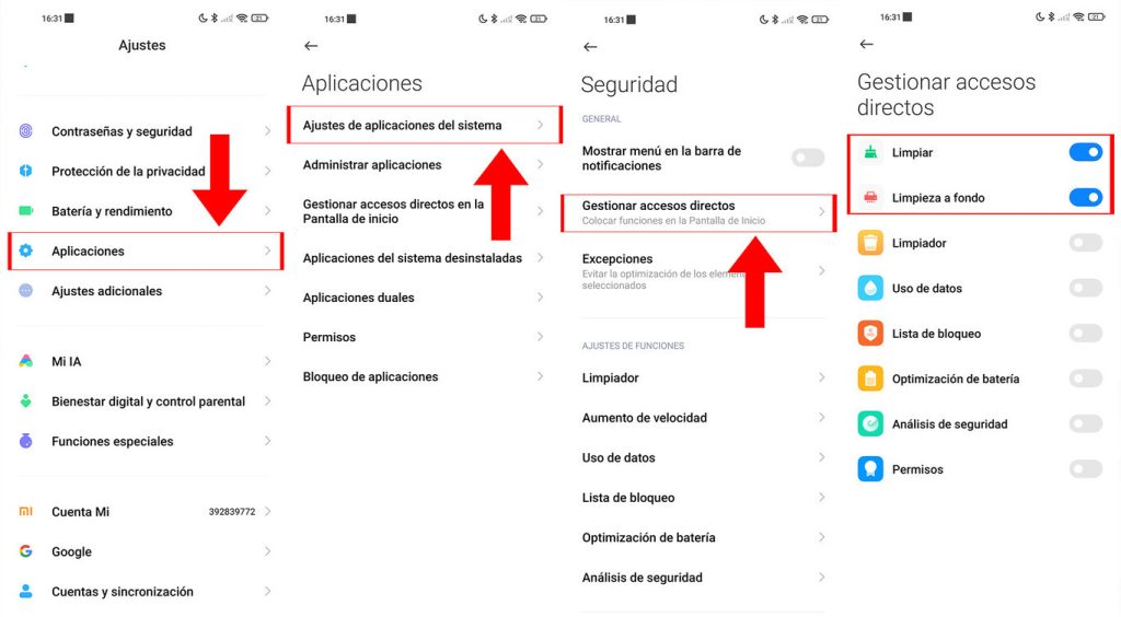 كيفية تكوين الاختصارات لتنظيف ذاكرة هاتف Xiaomi