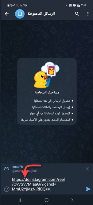 سر رهيب في تيليجرام لتحميل فيديوهات ريلز