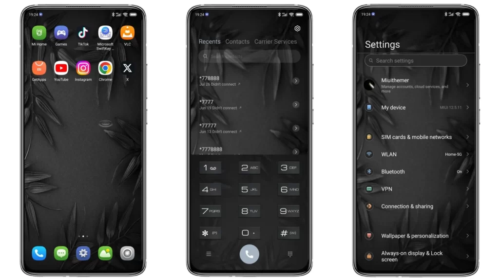 ثيم Black Leaves MIUI