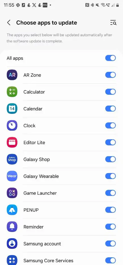 واجهة One UI 6.0 توفر تحكمًا محسنًا في تحديثات التطبيقات