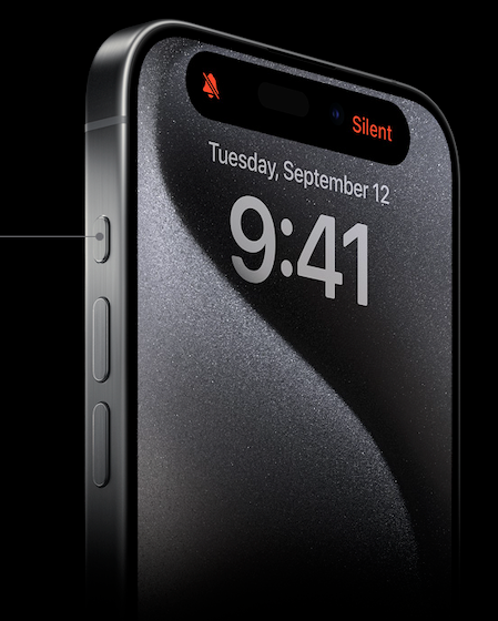 زر الاجراء في iPhone 15 Pro 