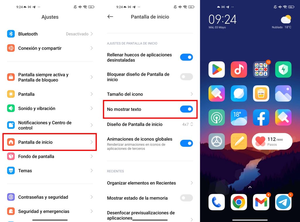 كيفية إخفاء النص من أيقونات التطبيقات في MIUI