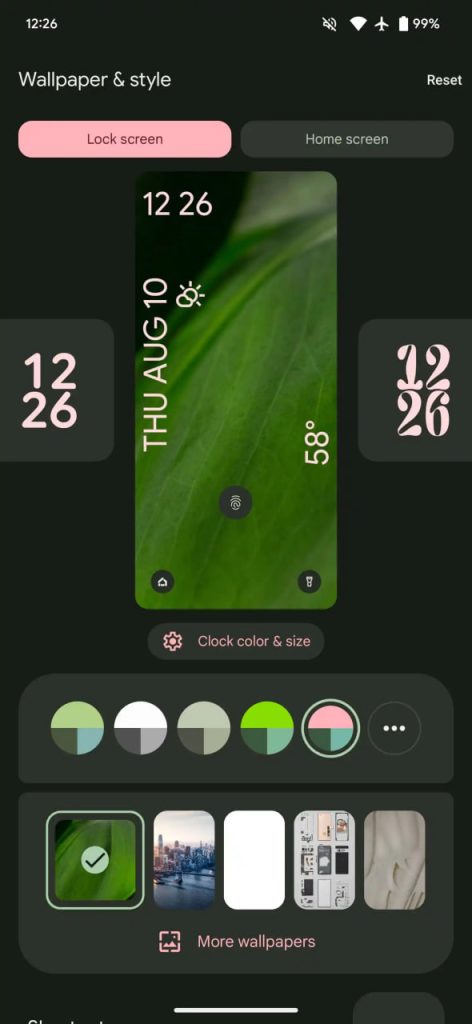 قفل الشاشة في Android 14