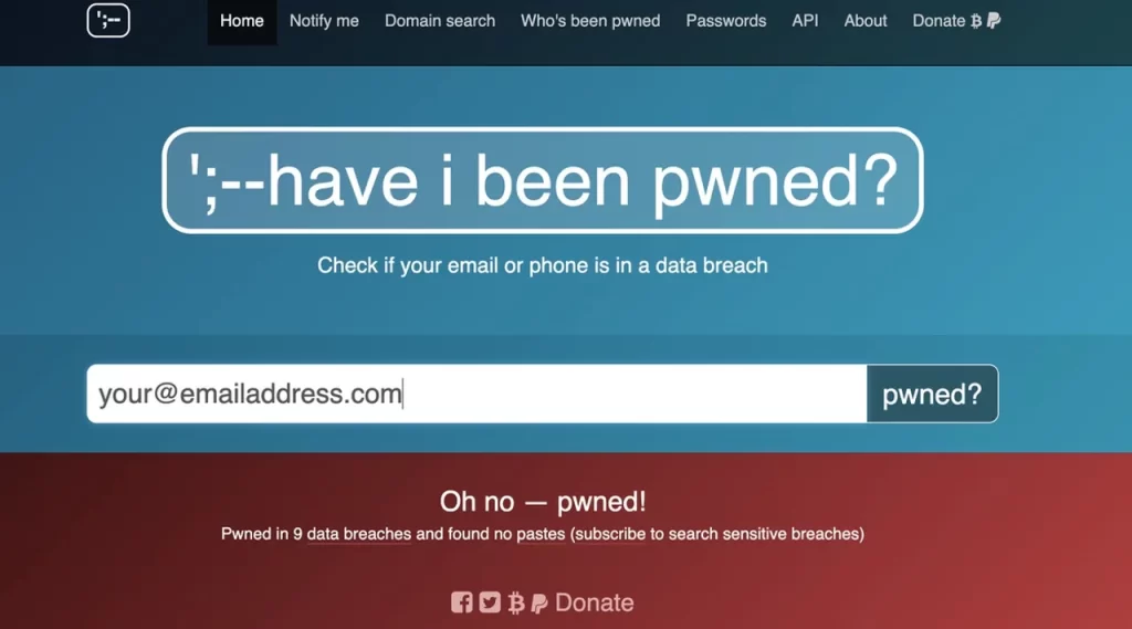 محرك بحث Have I Been Pwned للتحقق من حساباتك