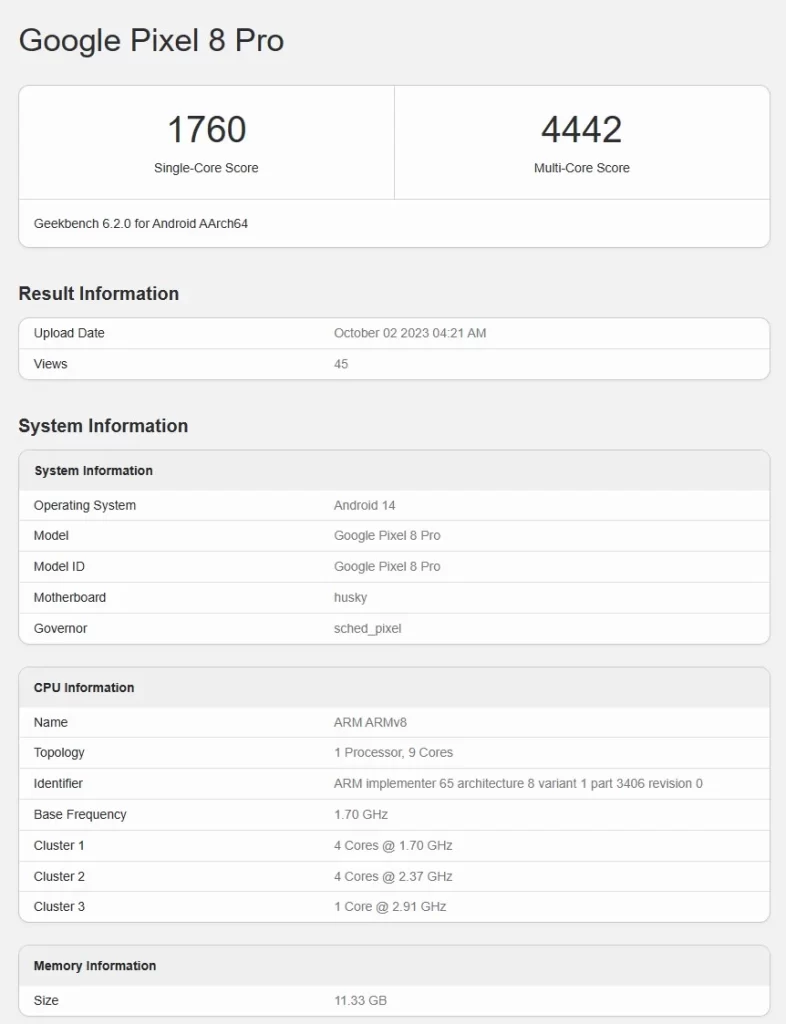 جوجل بكسل 8 برو يظهر على منصة Geekbench