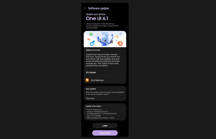 سامسونج تطلق تحديث واجهة One UI 6.1 رسميًا