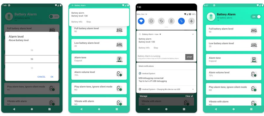 تطبيق Battery Alarm